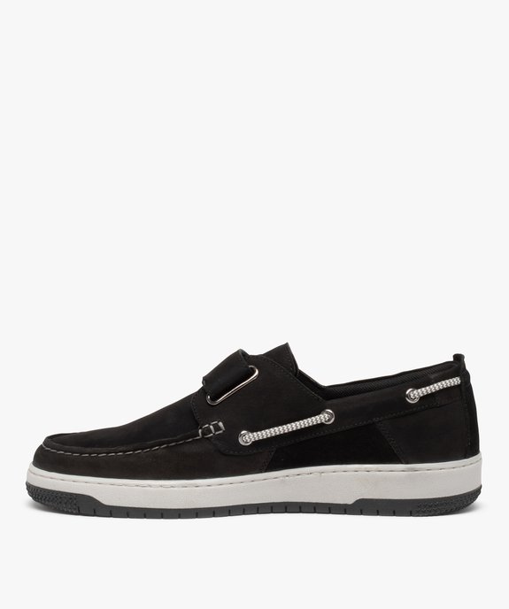 Chaussures bateau homme dessus cuir retourné uni vue3 - GEMO (CONFORT) - GEMO
