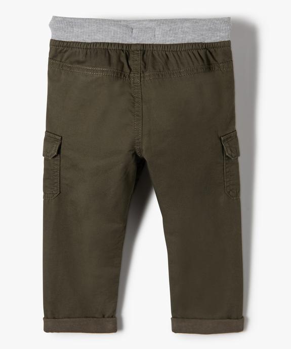 Pantalon coupe cargo doublé avec taille élastique bébé garçon  vue3 - GEMO(BEBE DEBT) - GEMO