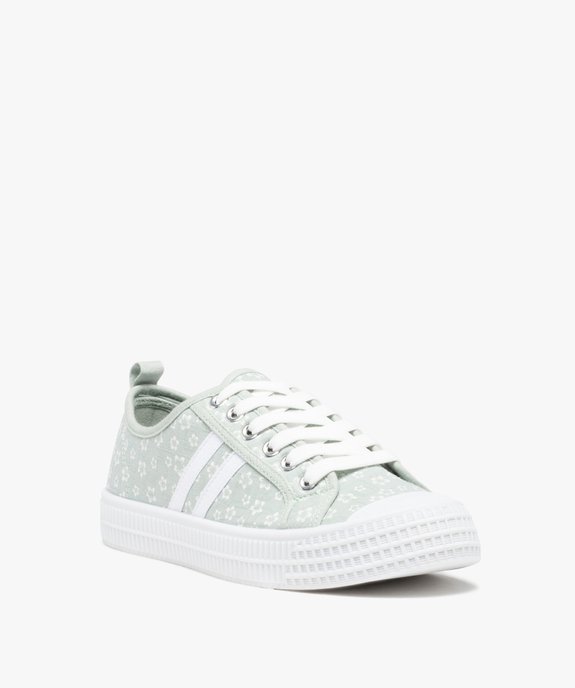 Baskets femme à lacets dessus toile imprimée fleurs vue2 - GEMO (SPORTSWR) - GEMO
