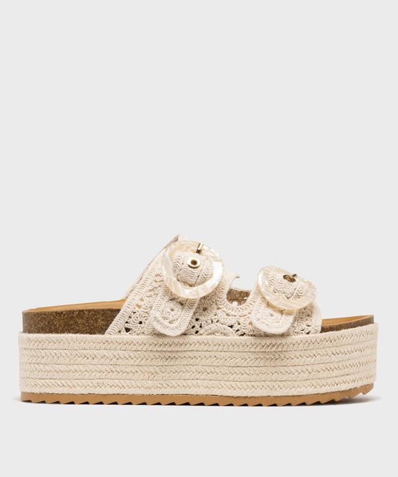 Mules à semelle plateforme tressée et brides macramé femme vue1 - 5 MILES - GEMO