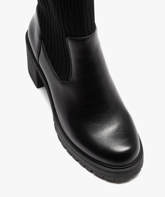 Boots femme unies à talon carré et col chaussette vue5 - GEMO(URBAIN) - GEMO