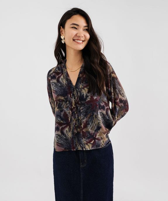 Blouse fluide en voile à motifs fleuris femme vue4 - GEMO 4G FEMME - GEMO