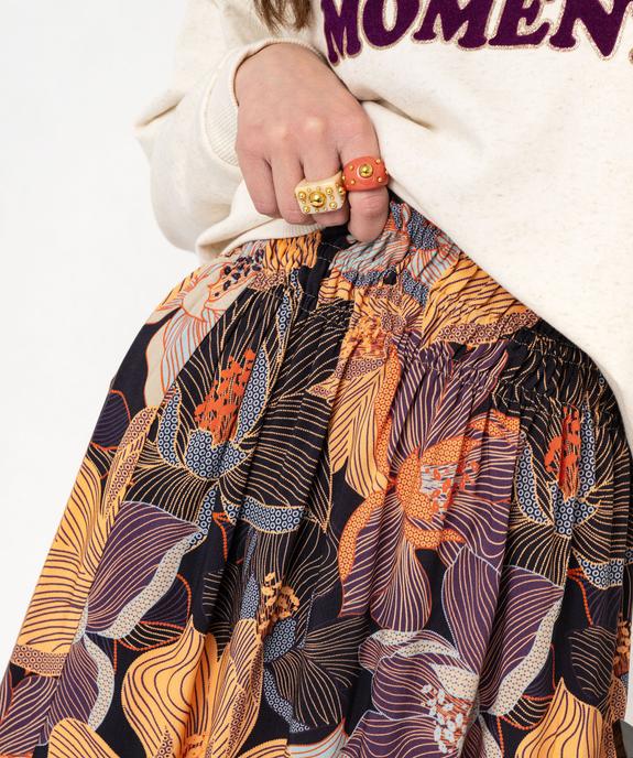 Jupe longue à motifs fleuris avec ceinture smockée femme vue2 - GEMO(FEMME PAP) - GEMO