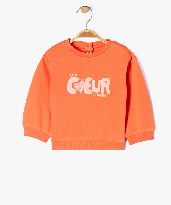 Sweat molletonné bébé fille avec motifs et message vue2 - GEMO 4G BEBE - GEMO