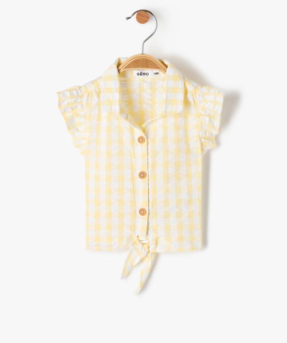 Blouse bébé fille rayée à manches volantées et pattes à nouer vue1 - GEMO(BEBE DEBT) - GEMO