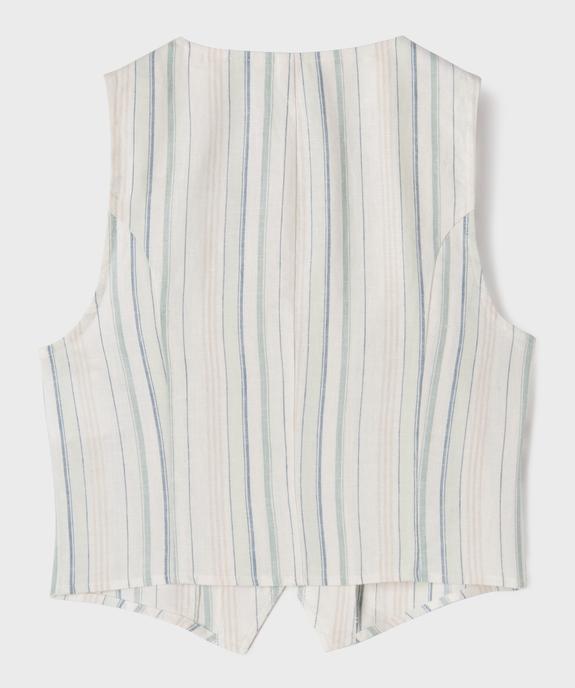 Gilet de costume sans manches en lin fille vue3 - GEMO (JUNIOR) - GEMO