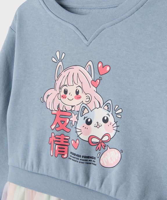Robe courte à manches longues effet 2-en-1 sweat et jupe fille vue2 - GEMO (ENFANT) - GEMO