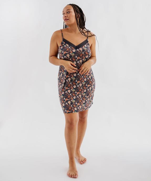 Nuisette à bretelles et col V en dentelle femme grande taille vue1 - GEMO 4G FEMME - GEMO