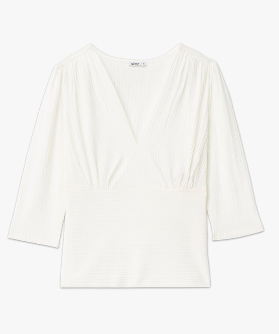 Tee-shirt manches 3/4 en maille côtelée femme vue4 - GEMO(FEMME PAP) - GEMO