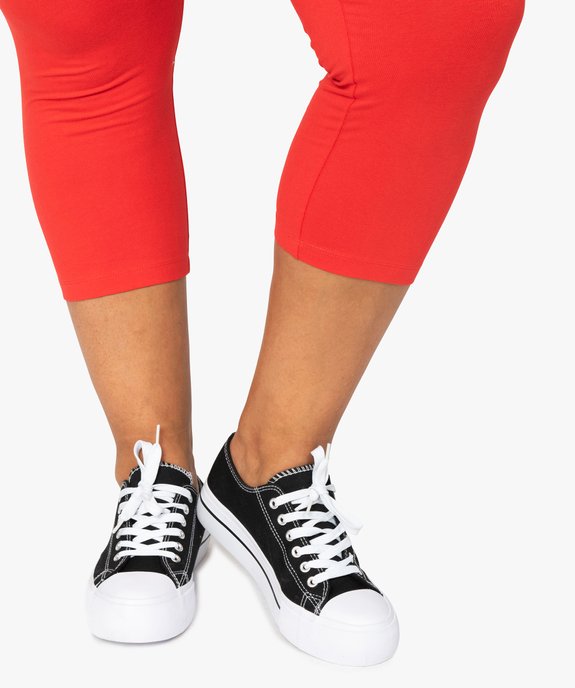 Pantacourt femme grande taille en maille unie et taille élastiquée vue2 - GEMO 4G GT - GEMO