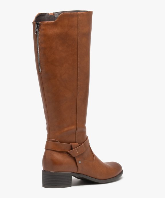 Bottes femme unies style cavalières à double zip vue4 - GEMO (CASUAL) - GEMO