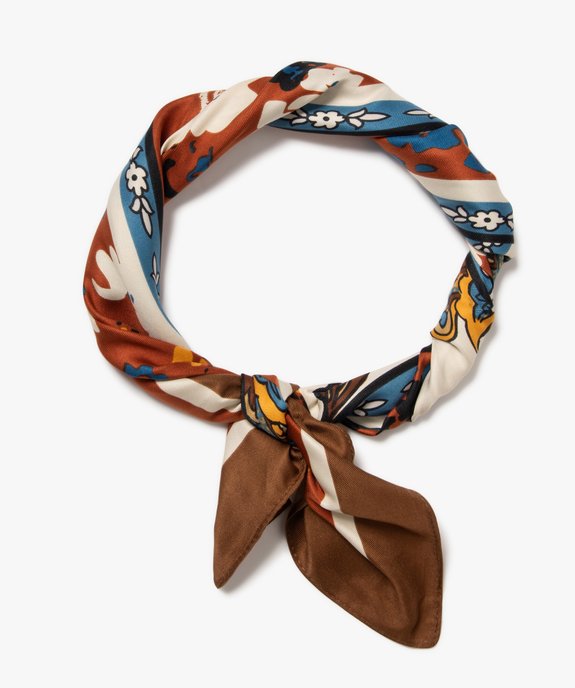 Foulard carré imprimé en maille satinée femme vue1 - GEMO 4G FEMME - GEMO