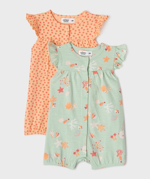Combishort imprimé bébé fille (lot de 2) vue1 - GEMO 4G BEBE - GEMO