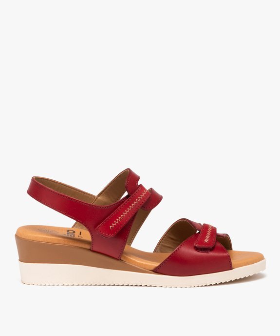 Sandales femme compensées à brides scratch en cuir vue1 - VALENTINA BALDA - GEMO