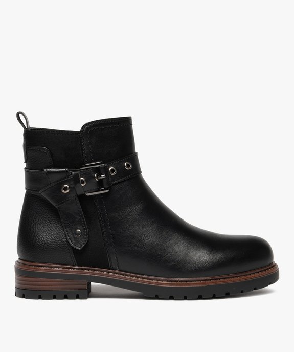 Boots femme à zip et détails suédés avec bride fantaisie  vue2 - GEMO (CASUAL) - GEMO