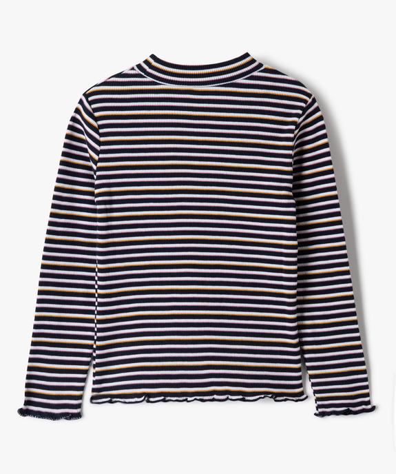 Tee-shirt côtelé à manches longues fille vue3 - GEMO (ENFANT) - GEMO