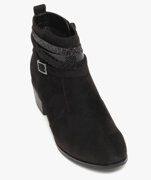 Boots femme en suédine unie avec brides fantaisie et à petit talon vue6 - VALENTINA BALDA - GEMO