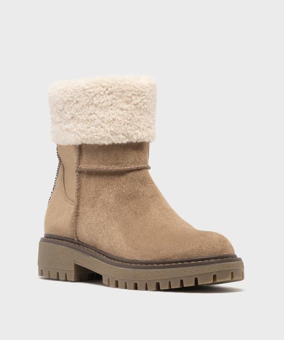 Boots avec tige en sherpa et semelle crantée femme - 5 Miles - 5 MILES Boots avec tige en sherpa et semelle crantée femme - 5 Miles vue2 - 5 MILES - GEMO