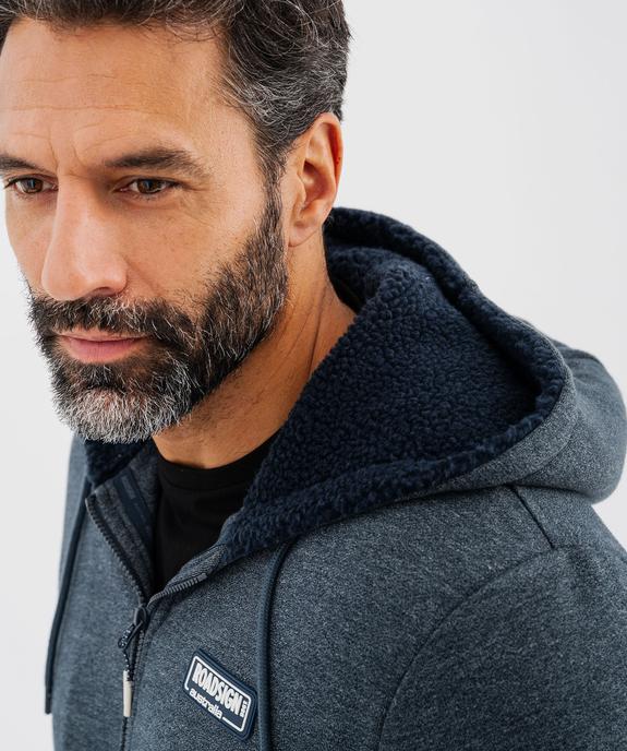 Sweat zippé à capuche avec doublure sherpa homme - Roadsign vue4 - ROADSIGN G4G - GEMO