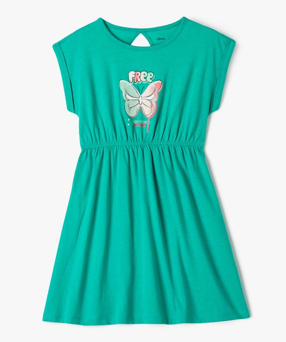 Robe à manches courtes en coton avec motif sur le buste fille vue1 - GEMO 4G FILLE - GEMO