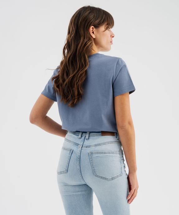 Tee-shirt manches courtes et col rond uni en coton résistant femme vue4 - GEMO(FEMME PAP) - GEMO