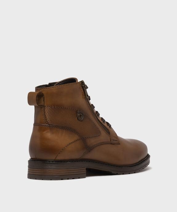 Boots en cuir à lacets et zip homme  -Tanéo vue4 - TANEO - GEMO