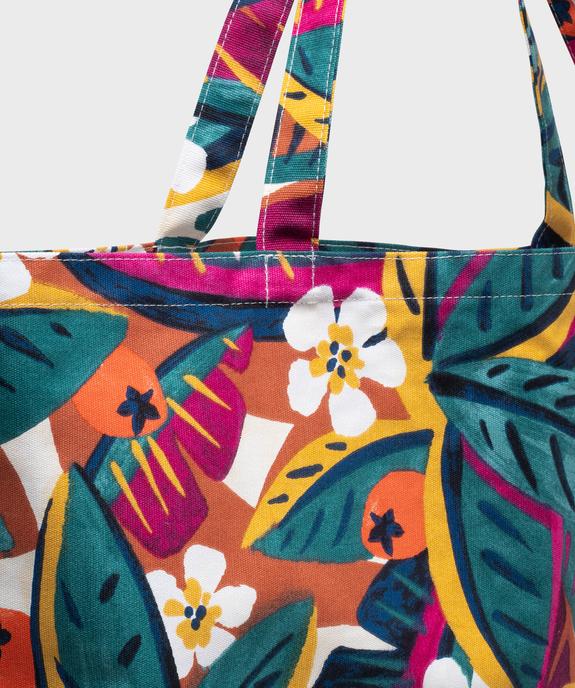 Tote bag en coton à motifs fleuris vue3 - GEMO (ACCESS) - GEMO