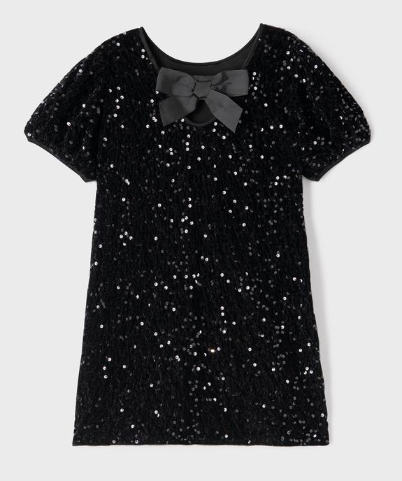 Robe courte à manches courtes ballons et sequins fille vue3 - GEMO (ENFANT) - GEMO