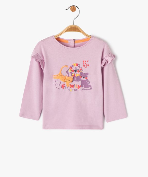 Tee-shirt manches longues à volant bébé fille vue1 - GEMO(BEBE DEBT) - GEMO