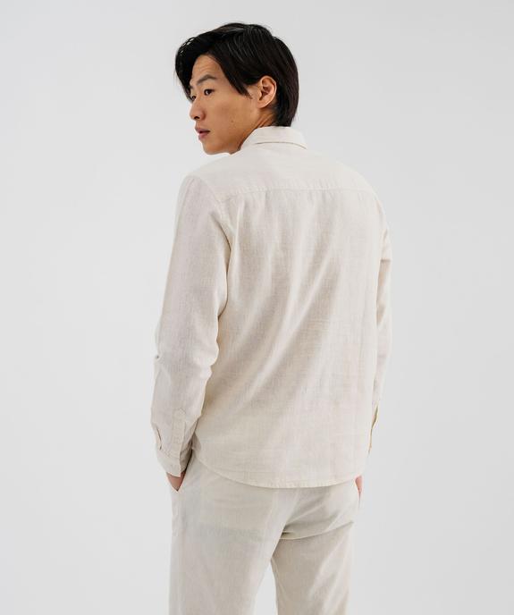 Chemise à manches longues en lin et coton coupe regular homme vue3 - GEMO 4G HOMME - GEMO