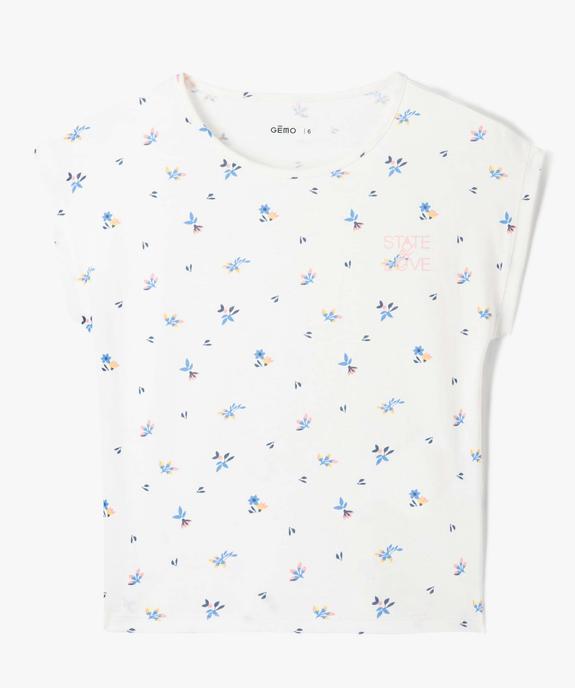 Tee-shirt fille à motifs fleuris coupe loose vue2 - GEMO (ENFANT) - GEMO