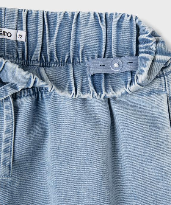 Jean large délavé à taille élastiquée fille vue2 - GEMO (JUNIOR) - GEMO