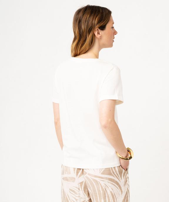Tee-shirt manches courtes avec motif visage brodé femme vue3 - GEMO(FEMME PAP) - GEMO