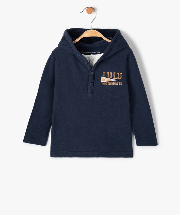 Tee-shirt bébé garçon à capuche et manches longues en maille - LuluCastagnette vue1 - LULUCASTAGNETTE - GEMO