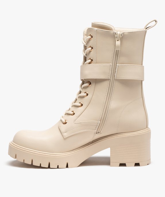 Bottines femme unies à semelle crantée et bride à boucle vue3 - GEMO(URBAIN) - GEMO