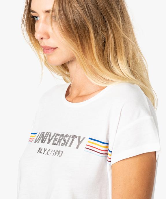 Tee-shirt femme loose à manches courtes avec inscription vue2 - FOLLOW ME - GEMO