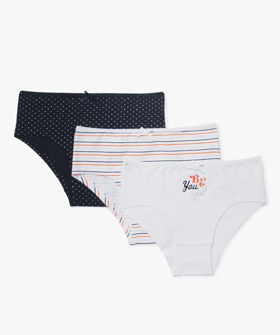 Shorties en coton avec touches pailletées fille (lot de 3) vue2 - GEMO 4G FILLE - GEMO