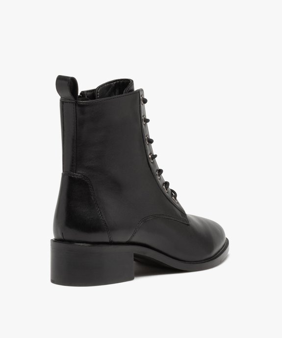 Bottines femme en cuir uni et à lacets ronds - Taneo  vue4 - TANEO - GEMO
