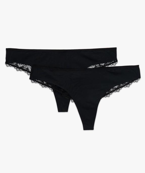 Tanga femme en microfibre et dentelle (lot de 2) vue4 - GEMO(HOMWR FEM) - GEMO