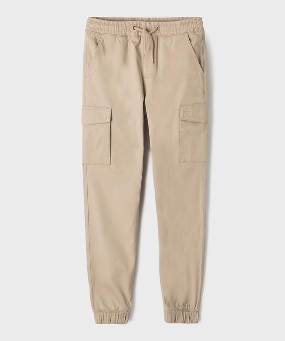 Pantalon cargo jogger en coton stretch à taille élastiquée garçon vue1 - GEMO (JUNIOR) - GEMO