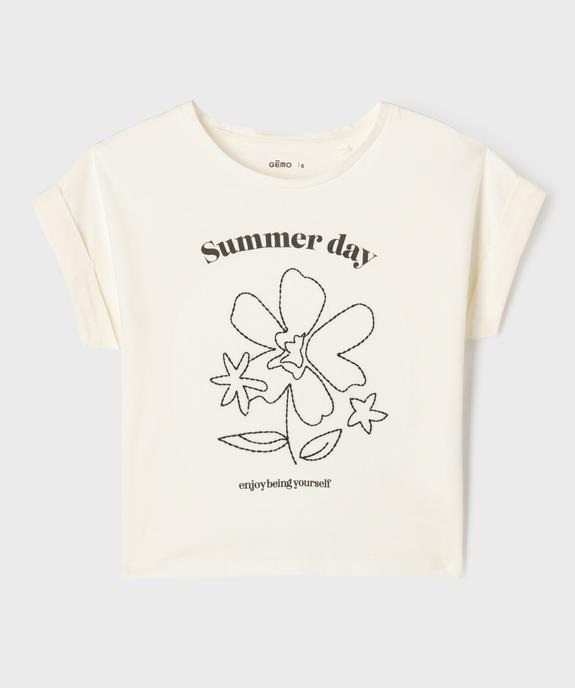 Tee-shirt manches courtes oversize à motif brodé fille vue1 - GEMO 4G FILLE - GEMO