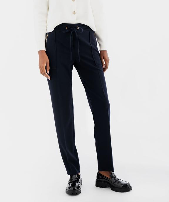 Pantalon de tailleur en maille fluide et extensible femme vue1 - GEMO(FEMME PAP) - GEMO