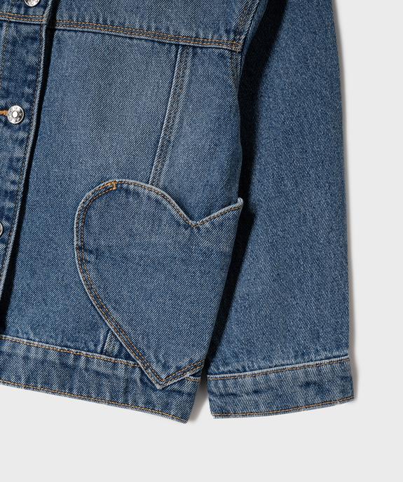 Veste en jean avec poches en forme de coeurs fille vue2 - GEMO 4G FILLE - GEMO