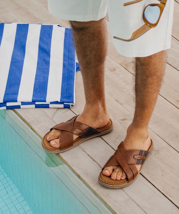 Sandales mules confort avec brides en cuir homme vue1 - G'FLEX - GEMO