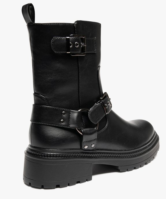 Boots femme crantées à zip avec brides à boucle fantaisie vue6 - 5 MILES - GEMO