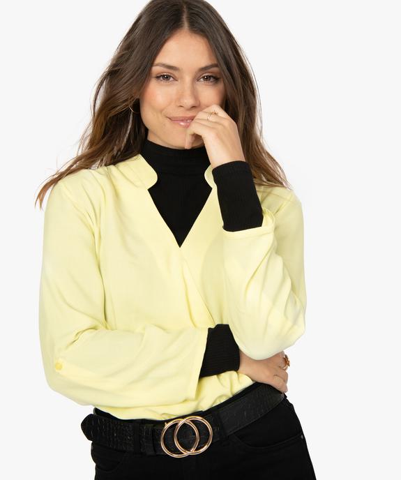 Chemise femme effet cache-coeur manches 3/4 vue2 - GEMO(FEMME PAP) - GEMO