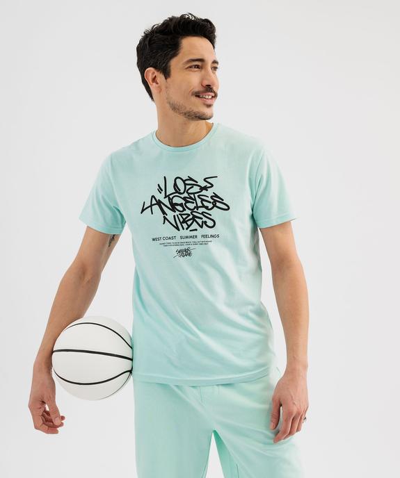 Tee-shirt manches courtes avec inscription graffiti homme vue1 - GEMO (HOMME) - GEMO