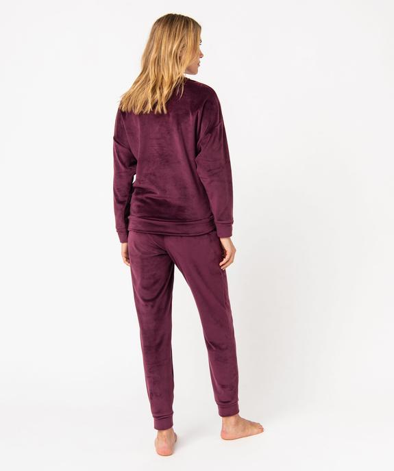 Pyjama femme en velours extensible vue3 - GEMO(HOMWR FEM) - GEMO