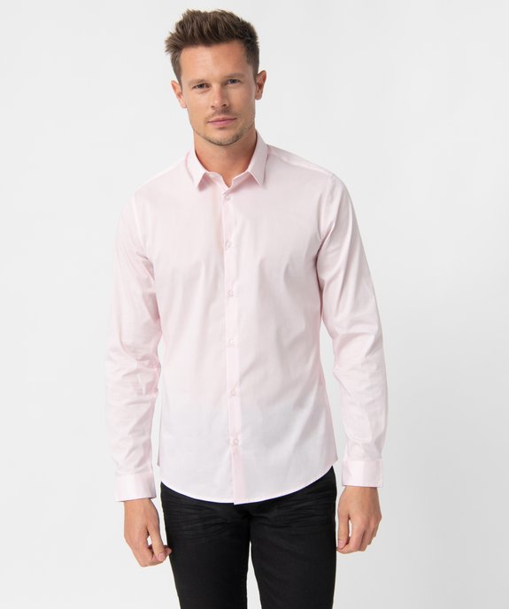 Chemise unie coupe slim en coton stretch homme vue1 - GEMO 4G HOMME - GEMO