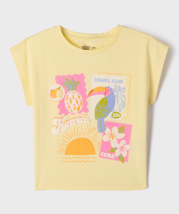 Tee-shirt manches courtes coupe oversize à motif fille vue1 - GEMO 4G FILLE - GEMO